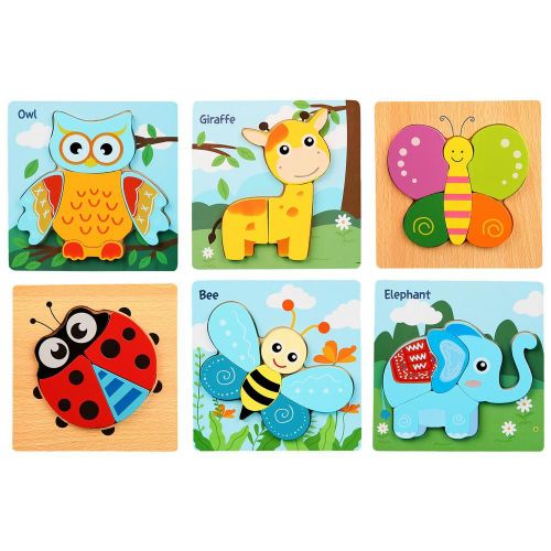 Puzzle 3d Coloré En Bois Pour Tout-Petit, Jouets D'Apprentissage Montessori, Animaux Sans Bpa, Jouet Pratique, Cadeau Pour Enfants
