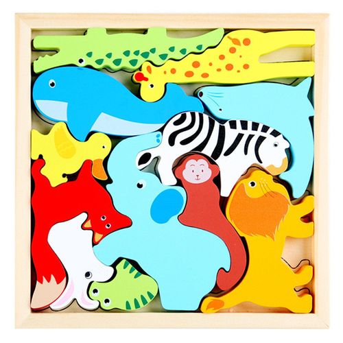 Puzzle En Bois Coloré De Dinosaure De Dessin Animé 3d, Forêt Marine, Jouet Éducatif, Cadeaux Pour Enfants
