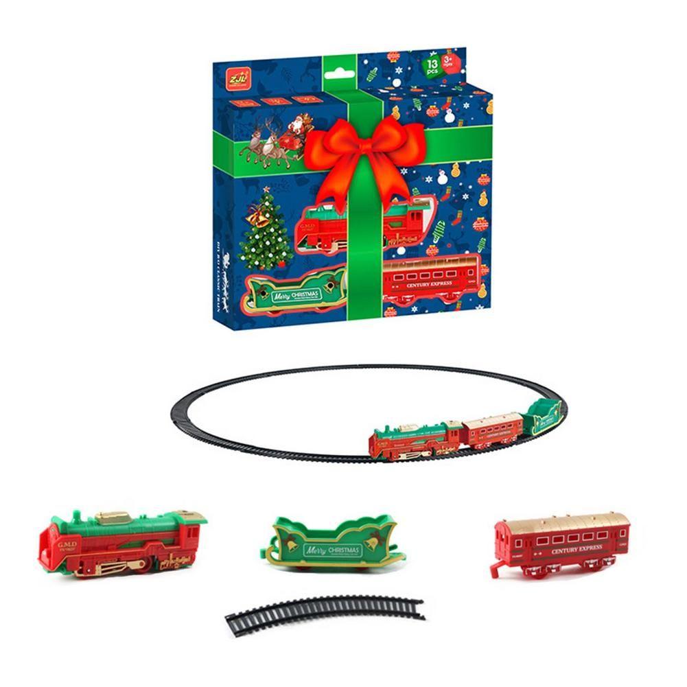 Ensemble de Train de Voiture Électrique de Noël, 13pcs, avec Son