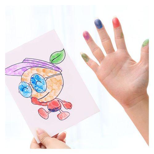 Carte De Peinture Au Doigt 6 Couleurs, Tampons À Encre, Animaux De Dessin Animé, Bricolage, Artisanat, Apprentissage, Dessin, Jouets Pour Enfants, 8 Pièces/Ensemble