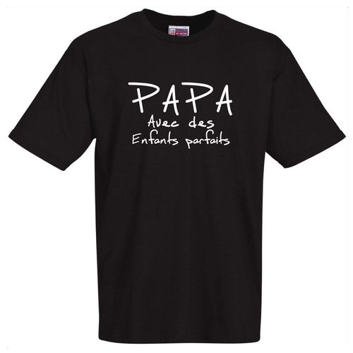 T-Shirt Noir Papa Enfants Parfaits