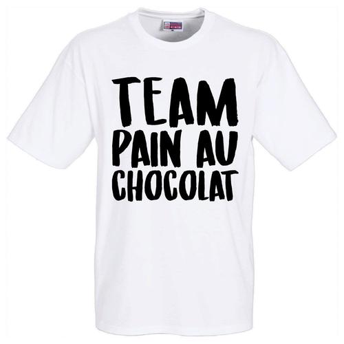 T-Shirt Blanc Humoristique Team Pain Au Chocolat Cadeau De Noël, Cadeau Saint Valentin, Cadeau Fête Des Pères