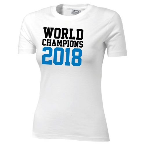 T-Shirt Femme Blanc World Champions 2018pour Les Amateurs De Foot Avec La Coupe Du Mondecadeau De Noël, Cadeau Saint Valentin, Cadeau Fête Des Pères