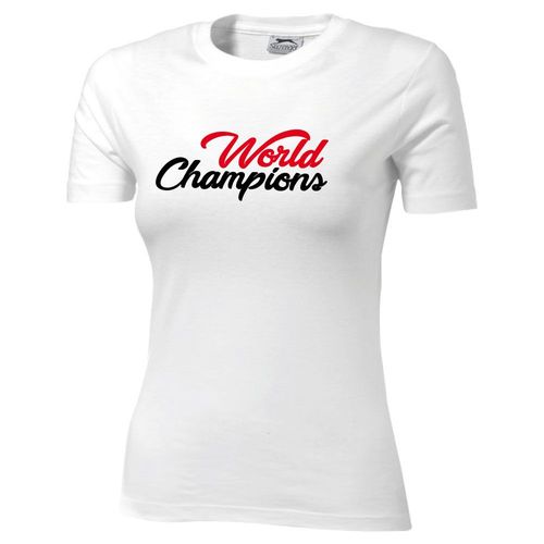 T-Shirt Femme Blanc World Champions 2018pour Les Amateurs De Foot Avec La Coupe Du Mondecadeau De Noël, Cadeau Saint Valentin, Cadeau Fête Des Pères