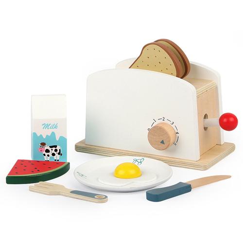 Ensemble De Jeu De Simulation En Bois Pour Enfants, Grille-Pain Pop-Up, Mélangeur À Pain, Jeu De Cuisine