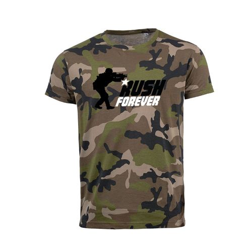 Tshirt Camouflage Rush Foreverpour Les Amateur De Airsoft, Chasse, Pêche, De Guerre .... Tshirt Humoristique De Bonne Qualité. Pour La Fête Des Pères