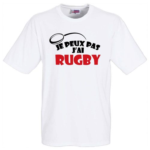 T-Shirt Humoristique Blanc Je Peux Pas J'ai Rugby. Pour La Fête Des Pères, Fêtes Des Mères