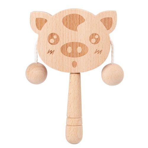 Hochet À Tambour En Bois Pour Bébé, Dessin Animé Traditionnel, Jouet Éducatif Musical, G99c
