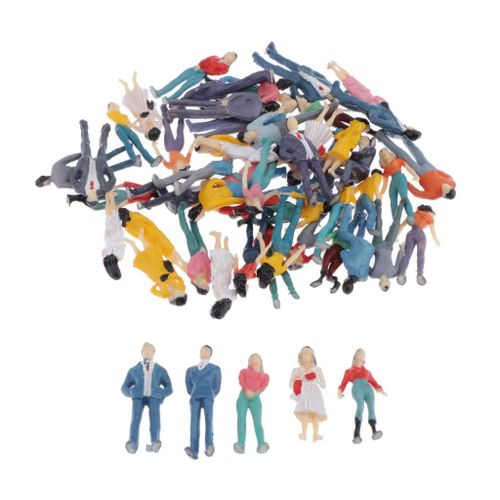 Lot De Mini Figurines De Personnes, Échelle 1/50e, Pour Le Modélisme Ferroviaire, Modèle En Plastique, Train, Chemin De Fer, Architecture, Mise En Scène, Paysage, Miniature, 50 Pièces,-Générique