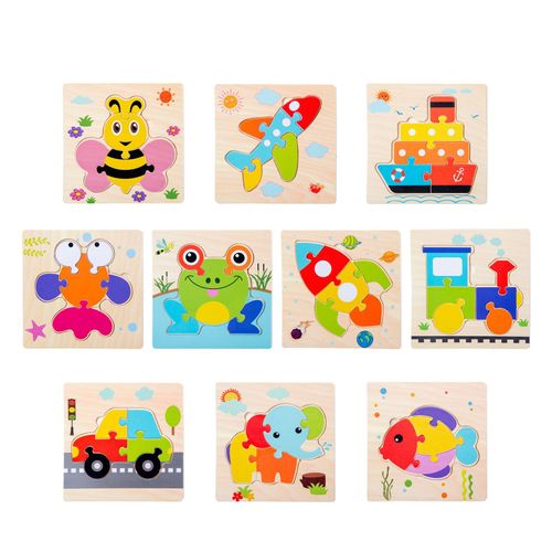 Puzzle En Bois Pour Enfants, Jouets Éducatifs, Dessins Animés, Illumination Montessori