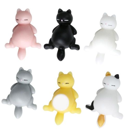 Boule Anti-Stress En Forme De Chat, Jouet Anti-Stress, À Presser, Doux Et Collant, Anti-Stress, Mini-Squishy, Amusant, Cadeaux, 6 Pièces/Lot