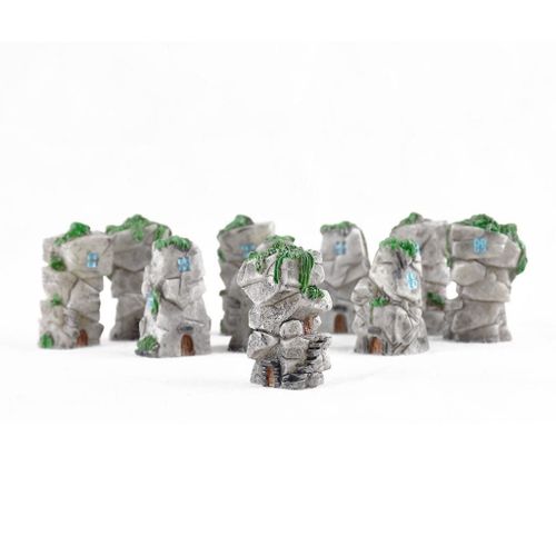 Roche Château En Résine, 10 Pièces, Pour Jardin De Fées, Modèle Miniature, Chemin De Fer