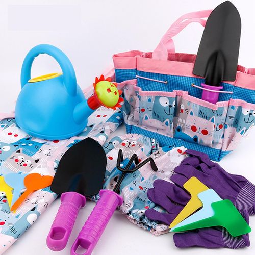 Ensemble D'Outils De Jardin Pour Enfants, Tablier À Motifs De Chat, Jouets Cadeaux, Soins Des Fleurs