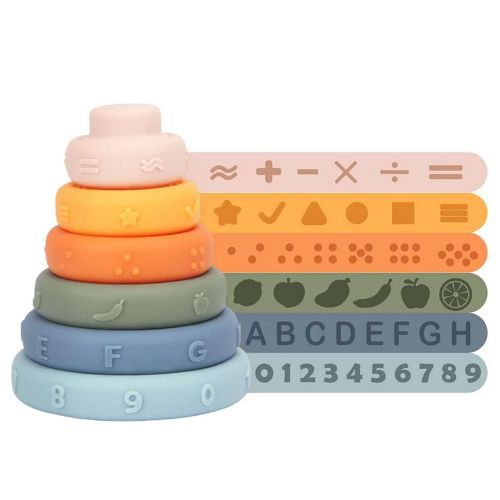 Jouets À Empiler En Silicone Pour Bébé, Blocs De Construction Souples, Motricité Fine, Développement Sensoriel, Jouets De Dentition