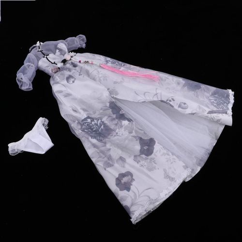 Poupée Ancienne De Style Chinois, Longue Robe Imprimée De Fleurs, Pour Fête De Poupées 1/4