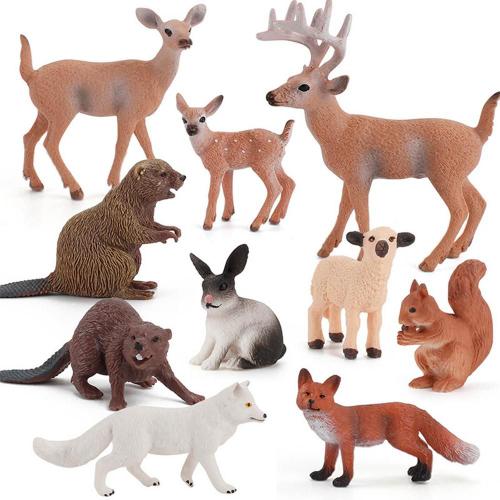 Figurines d'animaux de la forêt, meubles de maison de poupée