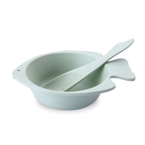 Ensemble Bol Et Cuillère En Forme De Poisson, Dessin Animé Créatif, Paille De Blé, Incassable, Vaisselle Pour Enfants, Assiette De Fruits Biodégradable