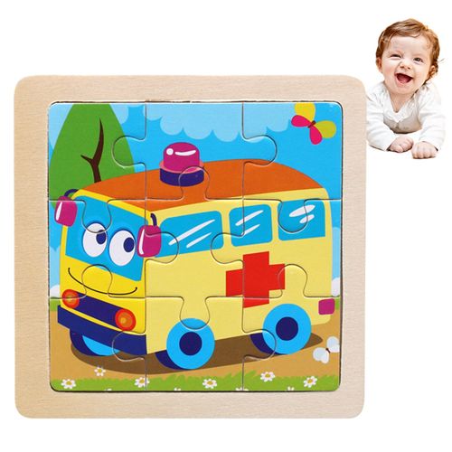 Puzzle En Bois Pour Enfants, 9 Pièces, Dessins Animés, Motifs D'Animaux, Apprentissage Préscolaire, Jouets Éducatifs