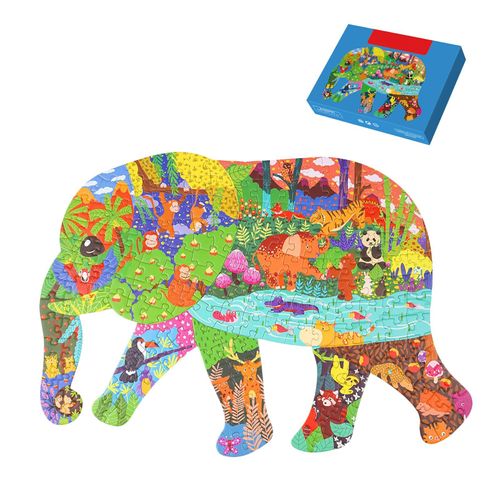 Puzzle Éléphant 13 "X 18.5", 200 Pièces, Puzzle De Sol En Forme D'Animal Coloré, Jeux Éducatifs Pour Enfants, Jouets Pour Garçons Et Filles