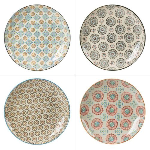 Coffret De 4 Assiettes Plates Bohème 26 Cm