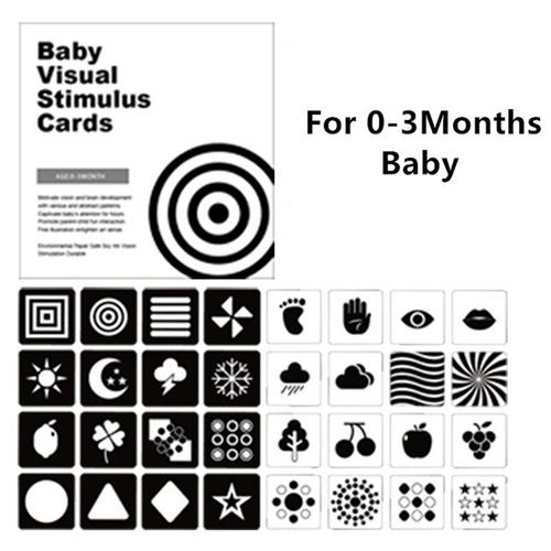 Lilcastle 20 cartes flash noires et blanches à contraste élevé pour bébé tout-petit Cartes éducatives Montessori pour un développement cérébral optimal et une stimulation visuelle des b&eacut 
