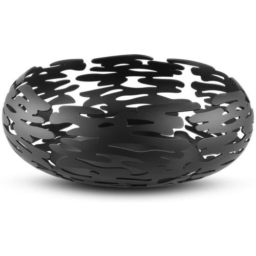 Alessi Bm02 B Barknest Corbeille Ronde, Acier Coloré À La Résine Au Époxyde, Noir, Taille Unique