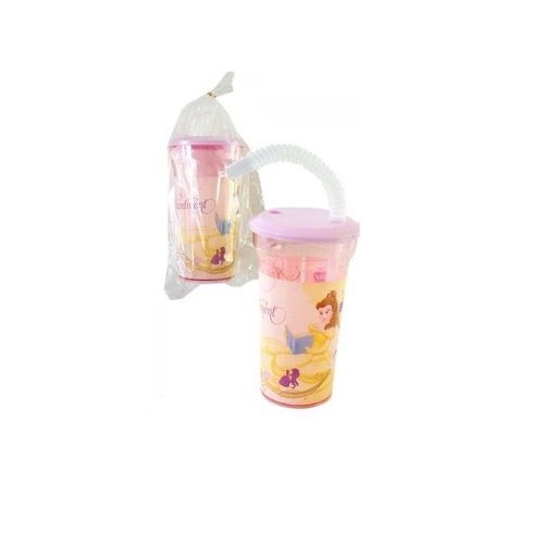 Princesse - Disney - Gourde En Plastique - Verre Avec Paille