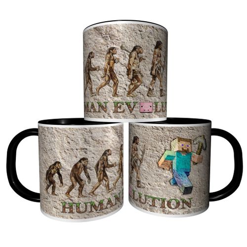 Mug Personnalisé Tasse À Café - Evolution De L'homme Heros Minecraft Réf 12