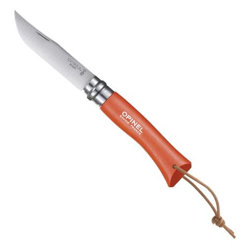 Couteau Baroudeur N°7 - Lame 8 Cm Orange Avec Lien En Cuir