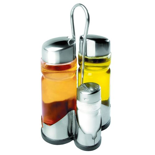 Set Inox 4 Pces Huile-Vinaigre-Sel&poivre
