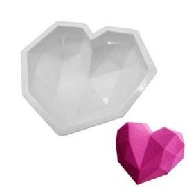 Moule Silicone Gâteau Forme Coeur Diamant Facette , Pâtisserie 3d Anti Adhérent, Moule À Manqué Original Silicone De Qualité Pro Design - St Valentin Love Amour - 22*18*5 Cm