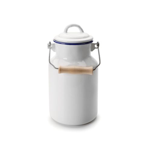 Bidon A Lait Email Blanc Et Bleu 2 Lt