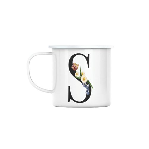 Mug En Métal Emaillé S Sylvia Stéphanie Sarah Sophie Lettre Alphabet Prénom Fleurs