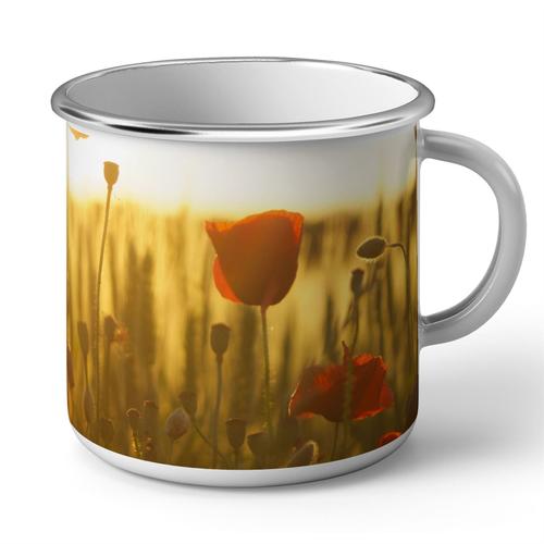 Mug En Métal Emaillé Coquelicot Champs Nature Soleil Lumiere Fleur Prairie