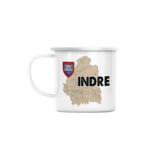 Mug En Métal Emaillé Indre 36 Département Cheateauroux Carte Ancienne Rare
