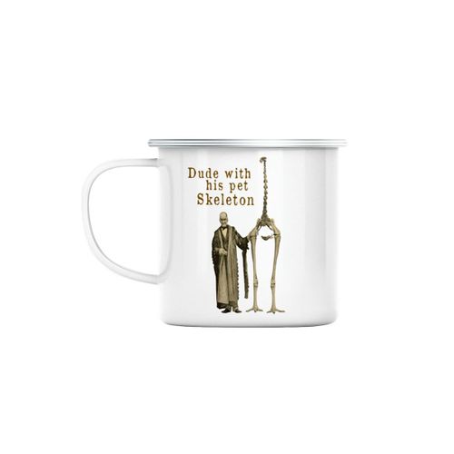 Mug En Métal Emaillé Dude With His Pet Skeleton Planches Biologie Illustration Ancienne