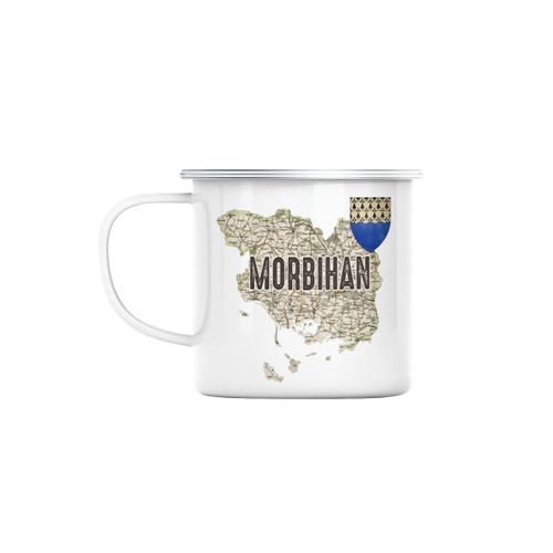 Mug En Métal Emaillé Morbihan 56 Département Vannes Carte Ancienne Bretagne