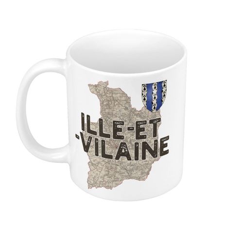Mug Céramique Ille Et Vilaine 35 Departement Rennes Carte Ancienne Rare
