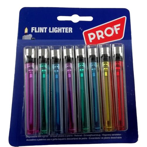 8 Briquets Jetables À Roulette Pierre Couleurs Translucides En Plastique Prof