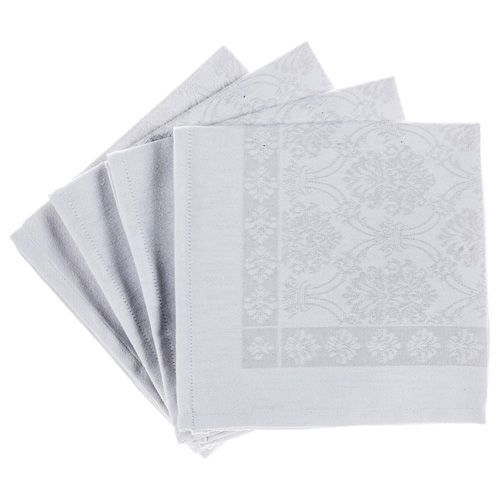 4 Services De Table Jacquard - Blanc