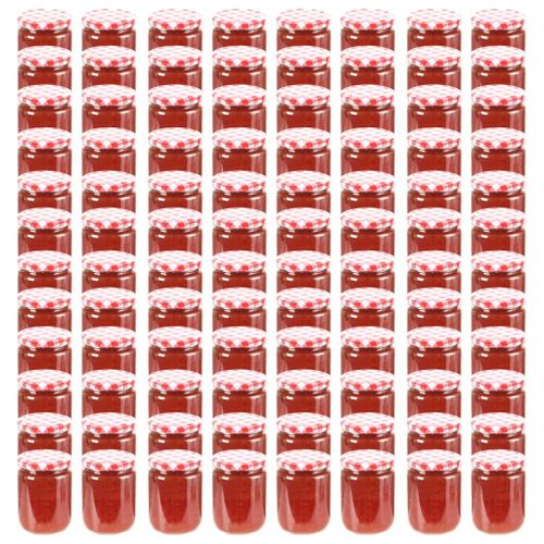 Vidaxl Pots À Confiture Couvercle Blanc Et Rouge 96 Pcs Verre 230 Ml