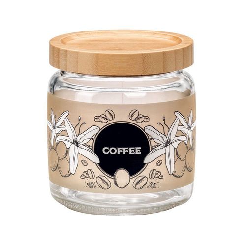 Bocal 0.75 L Couvercle En Bambou Décor Coffee