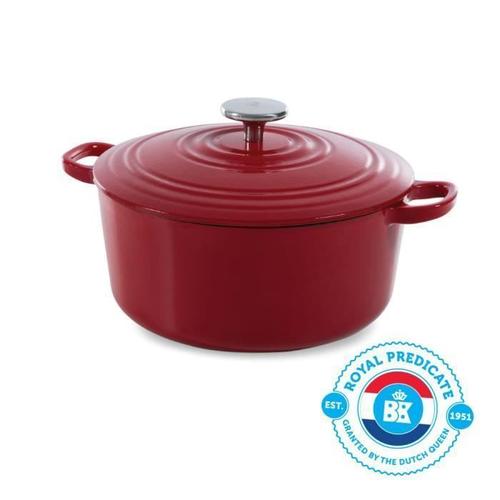 Bk Cookware H6072.528 Bk Bourgogne Cocotte En Fonte - Ronde - 28 Cm - 6.7l - Revetement Émaillé - Couvercle Avec Anneaux