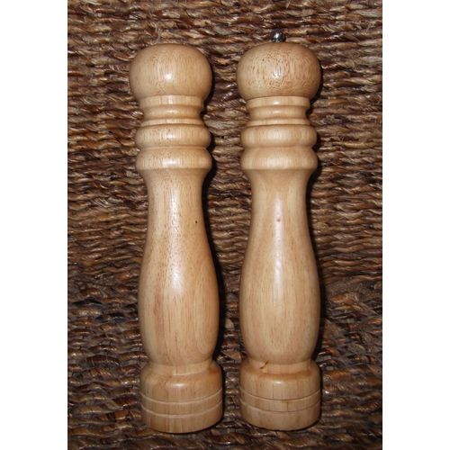 Duo Saliere & Poivriere Bois Massif Clair Verni