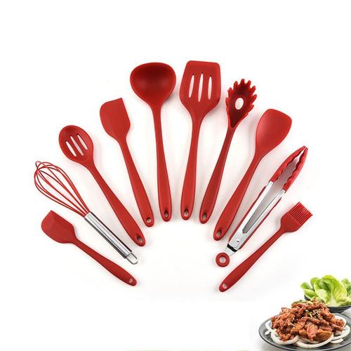 Silicone Ustensiles De Cuisine Set De Cuisine Set Ustensiles De 10 Pcs Outils De Cuisine Résistant À La Chaleur Ustensiles De Cuisson Outils De Cuisine(10pcs Rouge)