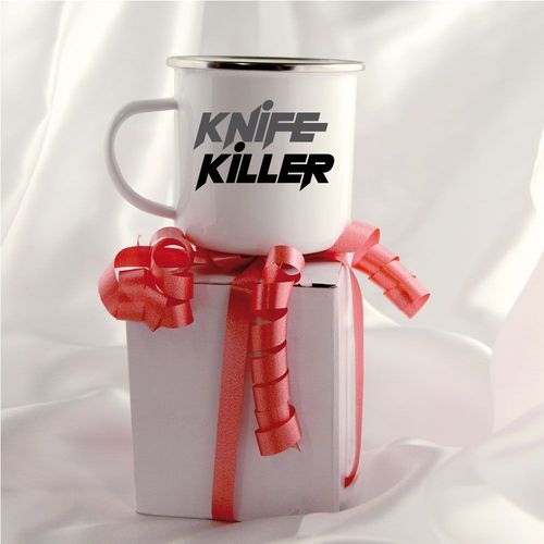 Mug Inox Blanc Knife Killer Cadeau Fête Des Mères, Fête Des Pères Ou Toutes Autres Occasions.