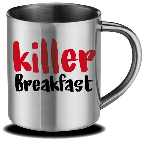 Mug Inox Killer Breakfast Cadeau Fête Des Mères, Fête Des Pères Ou Toutes Autres Occasions.