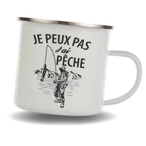 Mug Pêcheurs - Je Peux Pas J'ai Pêche - Mug Tasse En Inox Emaillée