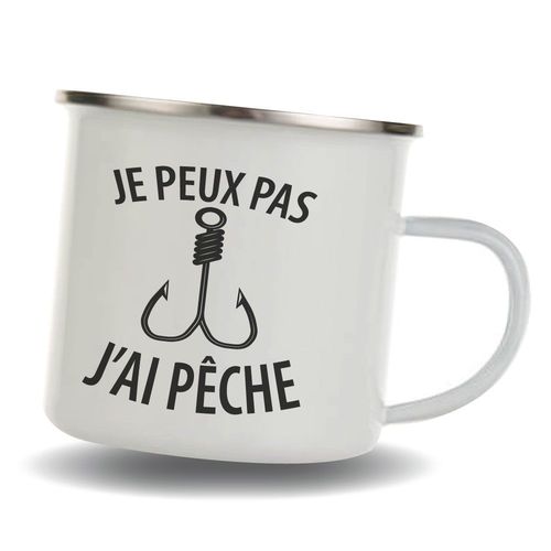 Mug Pêcheurs - Je Peux Pas J'ai Pêche - Mug Tasse En Inox Emaillée