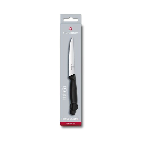 Couteaux À Steak À Lames Ondulées, 6 Pièces, Noir